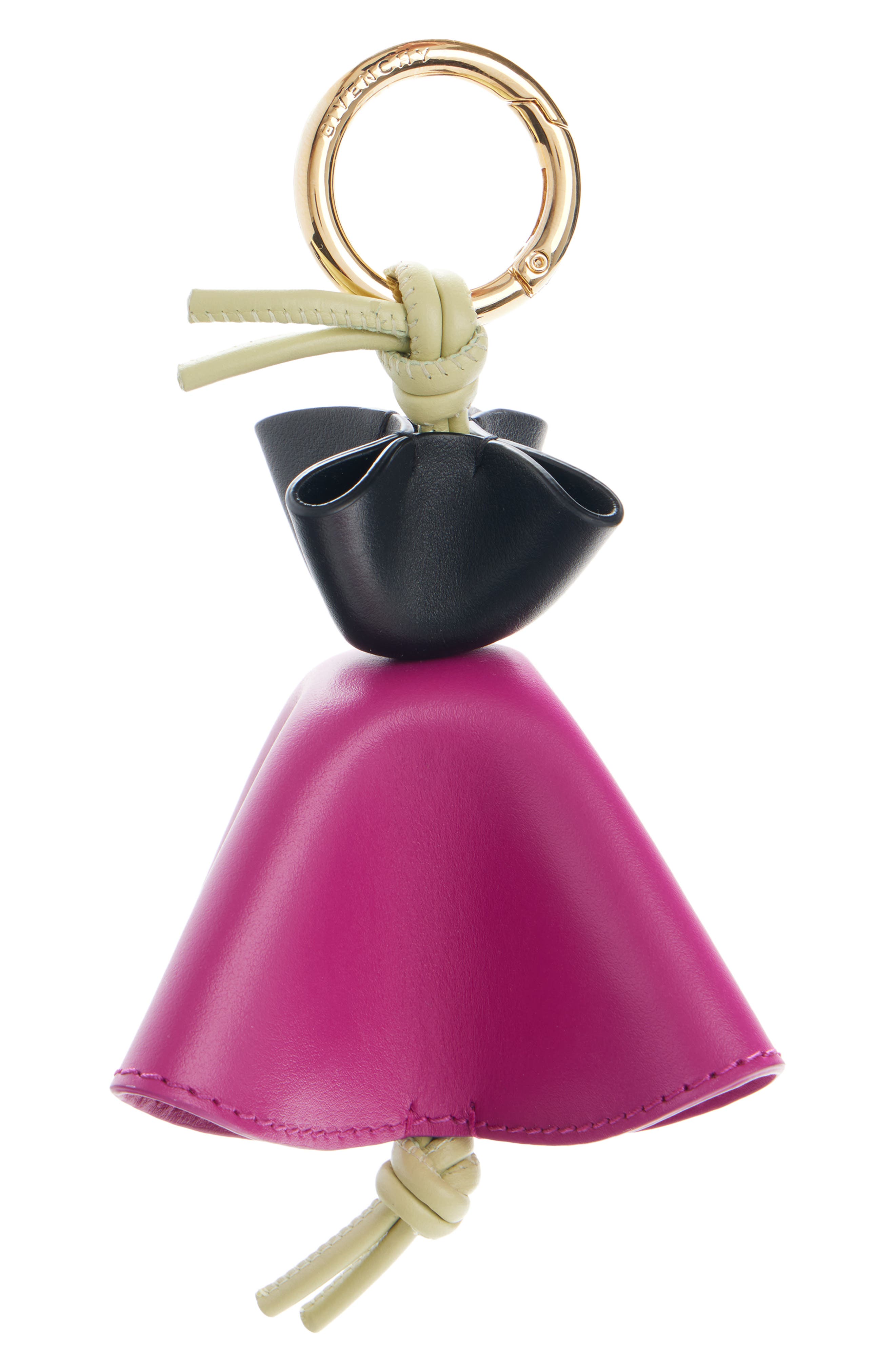 Dancer Leather Bag Charm, Main, color, PINK/GREY