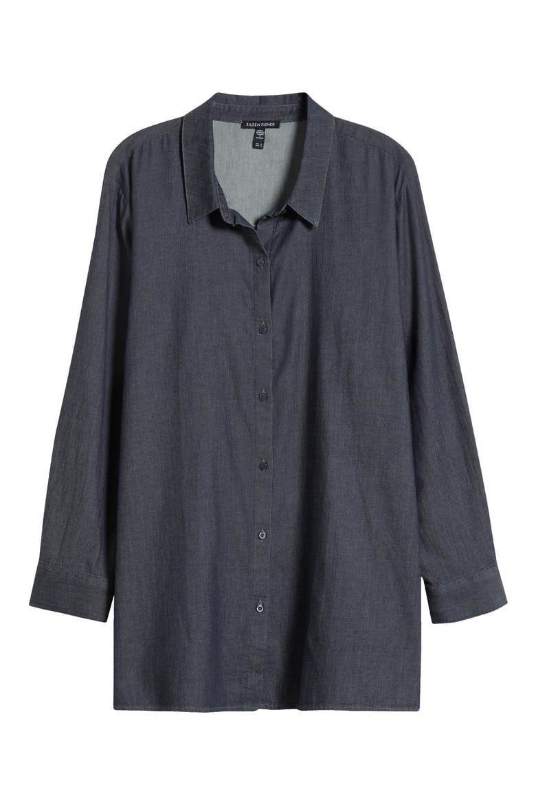 Classic Collar Easy Organic Cotton Button-Up Shirt, Alternate, color, DENIM