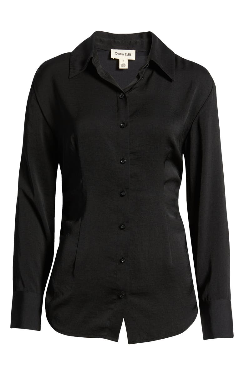 Open Edit Gathered Button-Up Shirt, Alternate, color, 