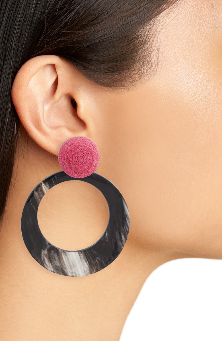 Akola Horn Hoop Drop Earrings, Alternate, color, 