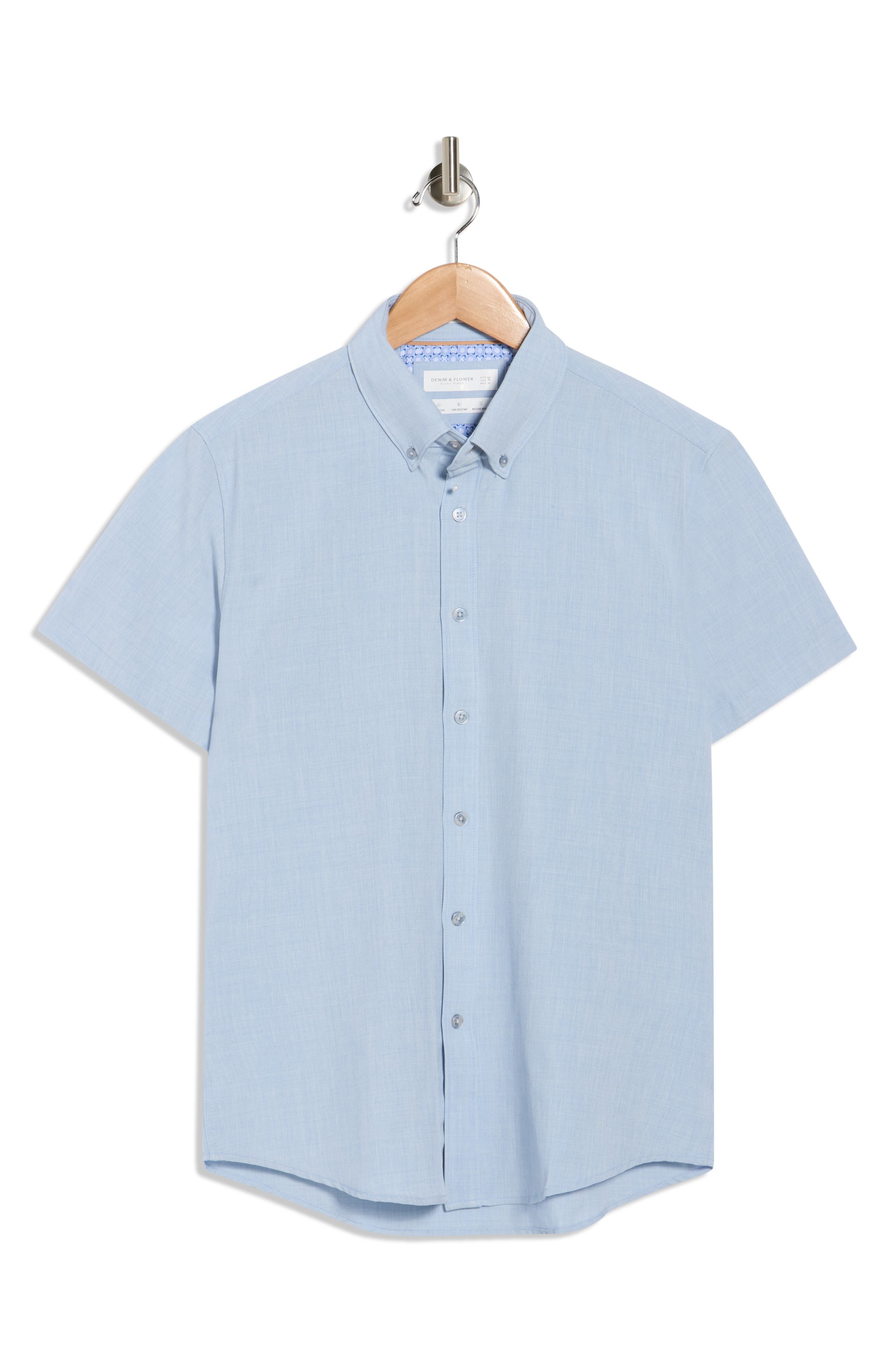 DENIM AND FLOWER Short Sleeve Button-Down Shirt