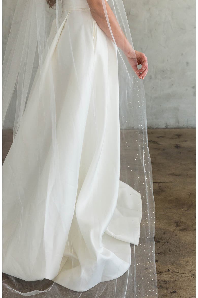 Luella Beaded Crystal Trim Cathedral Veil (Nordstrom Exclusive), Alternate, color, IVORY