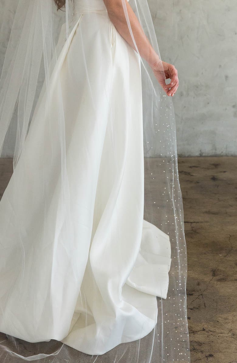 Brides & Hairpins Luella Beaded Crystal Trim Cathedral Veil, Alternate, color, Ivory