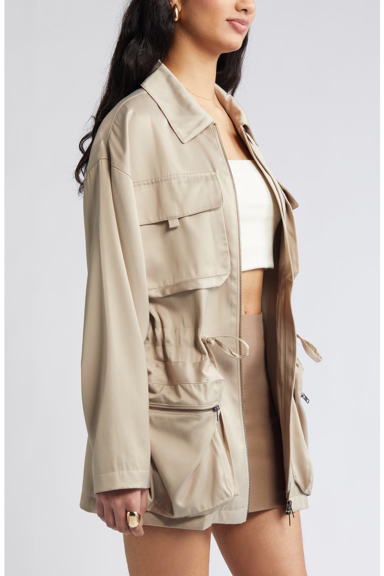 Satin Utility Jacket, Alternate, color, TAN OXFORD