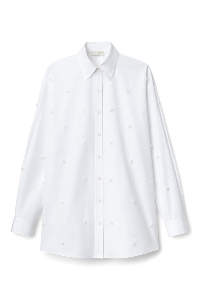 Hand Embroidered Oversized Cotton Shirt, Alternate, color, WHITE