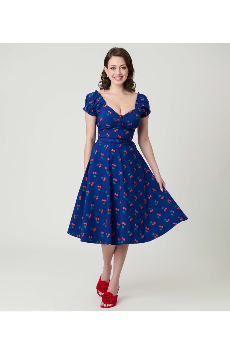 Unique Vintage Ohara Swing Dress, Main, color, Navy W/Cherries