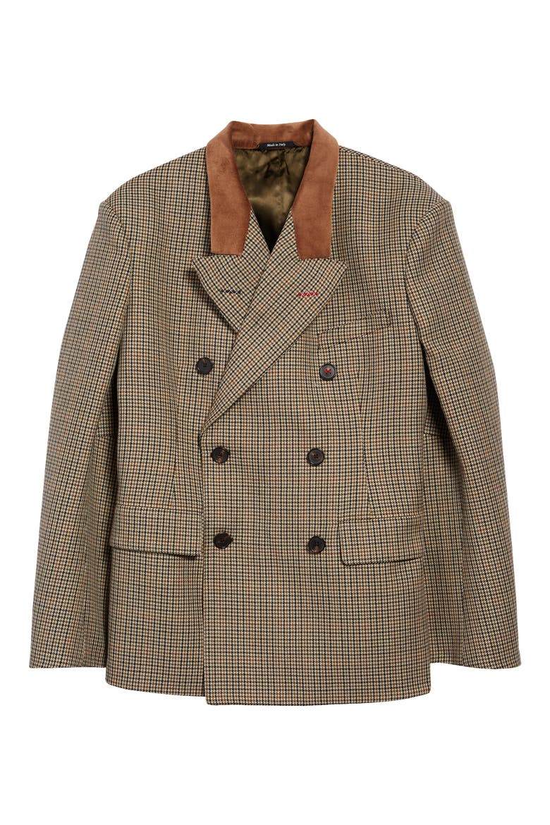 Microhoundstooth Check Virgin Wool Cape Blazer, Alternate, color, BROWN/ CAMEL CHECK