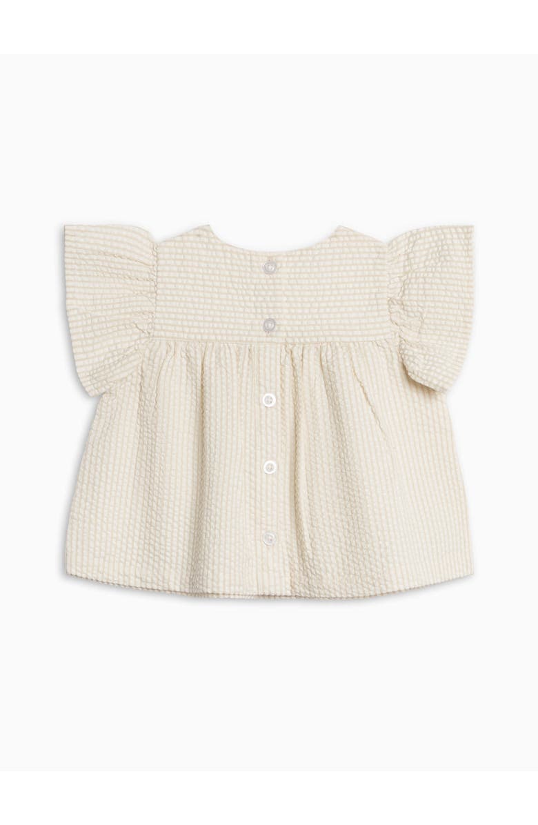 KENDI by Colored Organics Organic Viv Seesucker Ruffle Top, Alternate, color, Dune Stripe