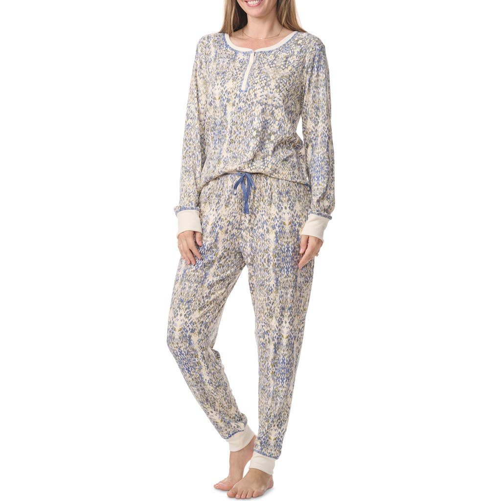 Splendid Rib Henley Pajamas In Snake Distress