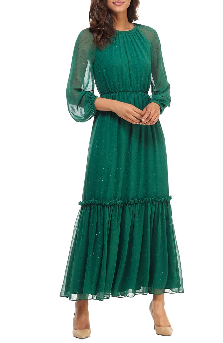 Gal Meets Glam Collection Long Sleeve Chiffon Maxi Dress, Main, color, 