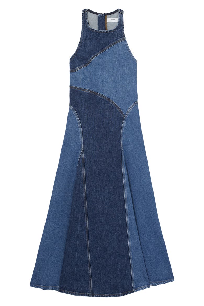 Wilder Colorblock Denim Panel Midi Dress, Alternate, color, INDIGO