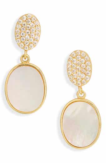 Argento Vivo Sterling Silver CZ Pavé & Mother-of-Pearl Drop Earrings