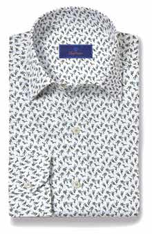 David Donahue Floral Print Sport Shirt