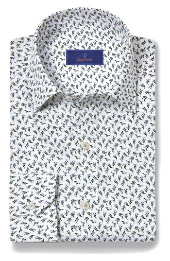 David Donahue Floral Print Cotton Dress Shirt In Multi