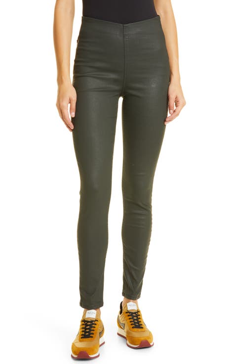 Nina High Waist Pull On Faux Leather Skinny Pants