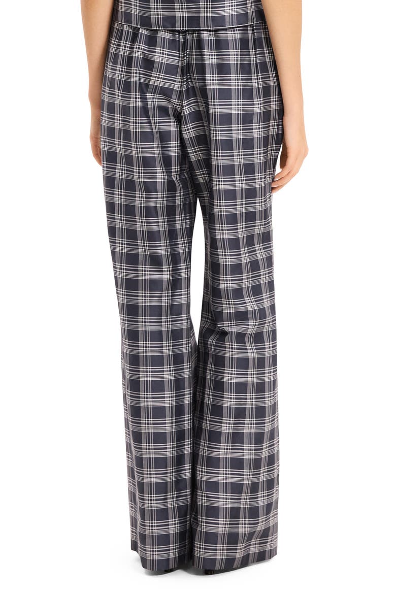 Fluid Plaid High Waist Straight Leg Silk Pants, Alternate, color, NAVY MULTI