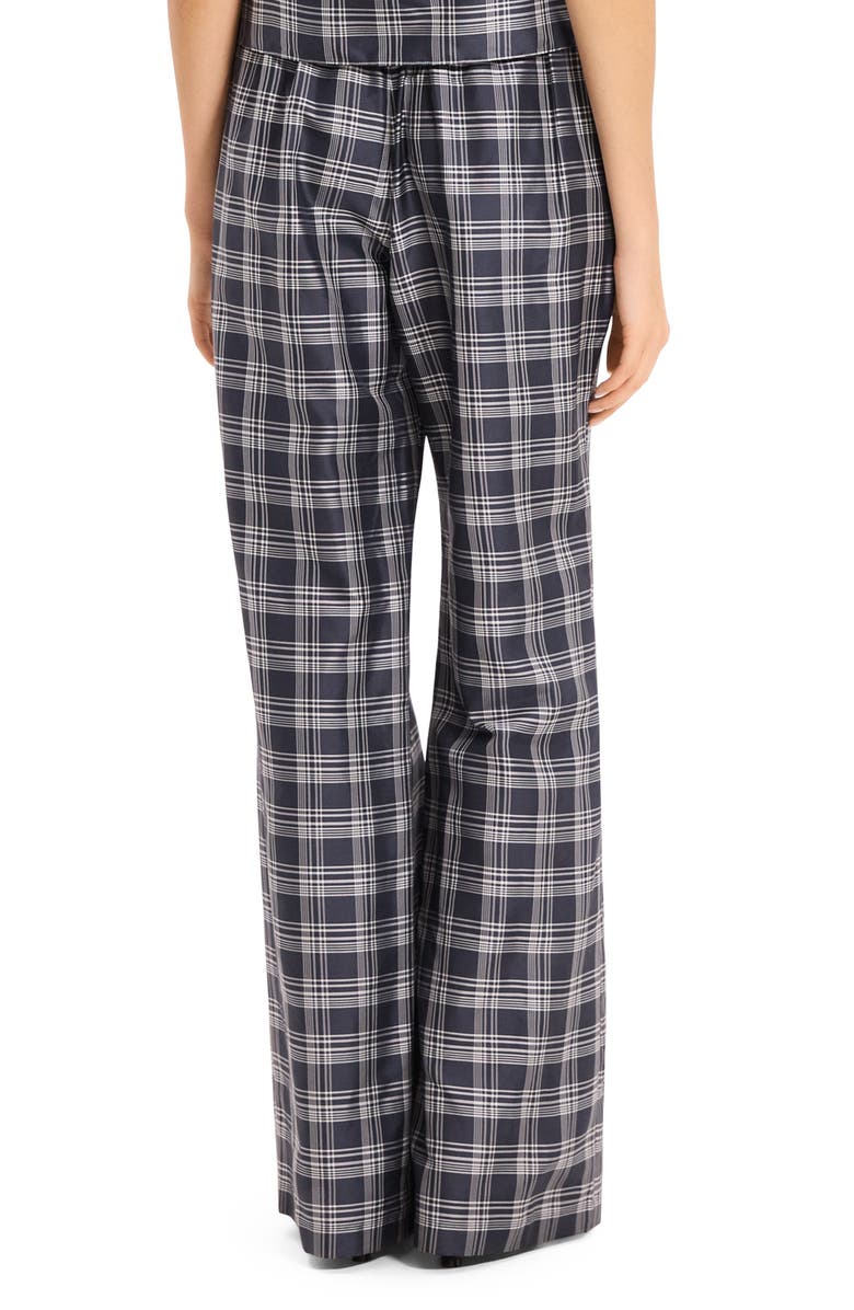 Theory Fluid Plaid High Waist Straight Leg Silk Pants, Alternate, color, Navy Multi