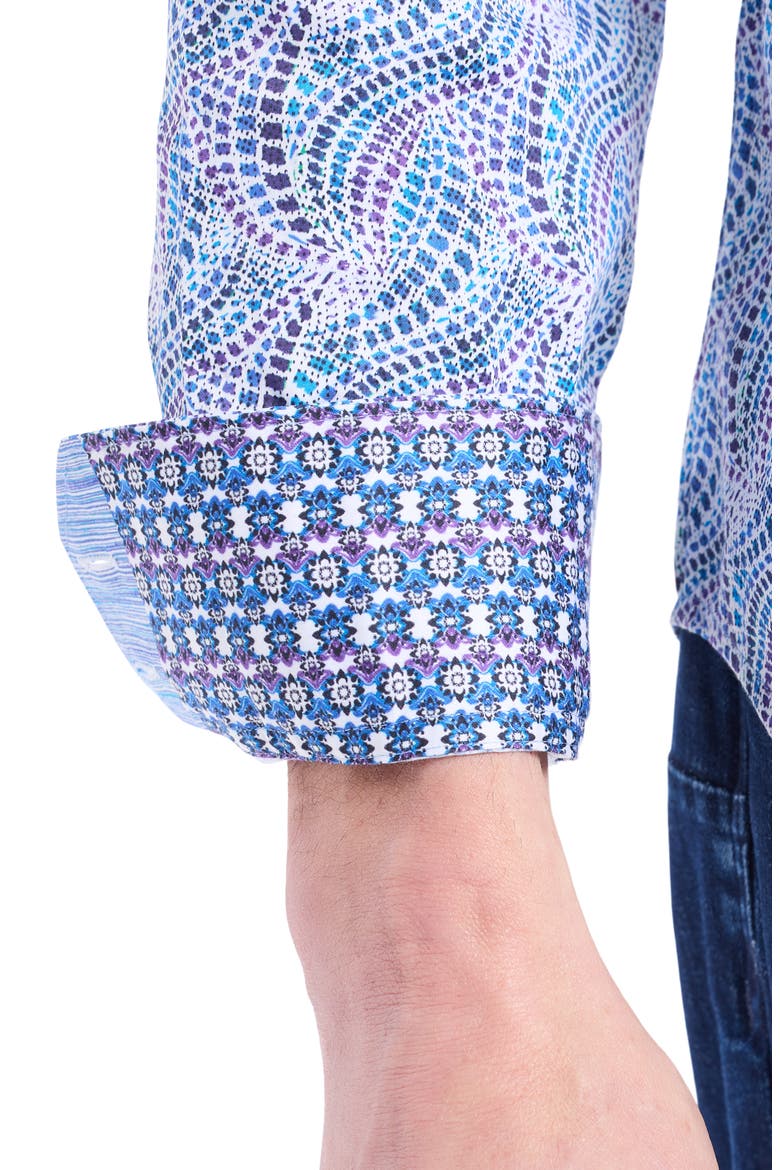Long Sleeve Button Front Shirt, Alternate, color, BLUE MULTI