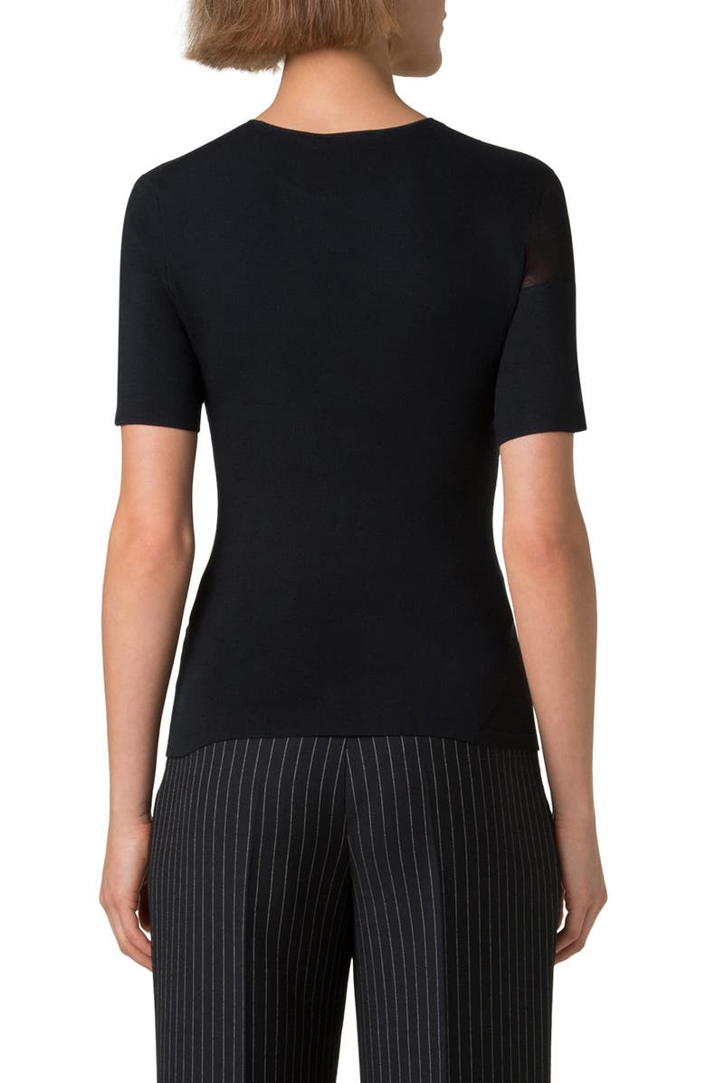 Akris Fitted Short Sleeve Round Neck Top, Alternate, color,