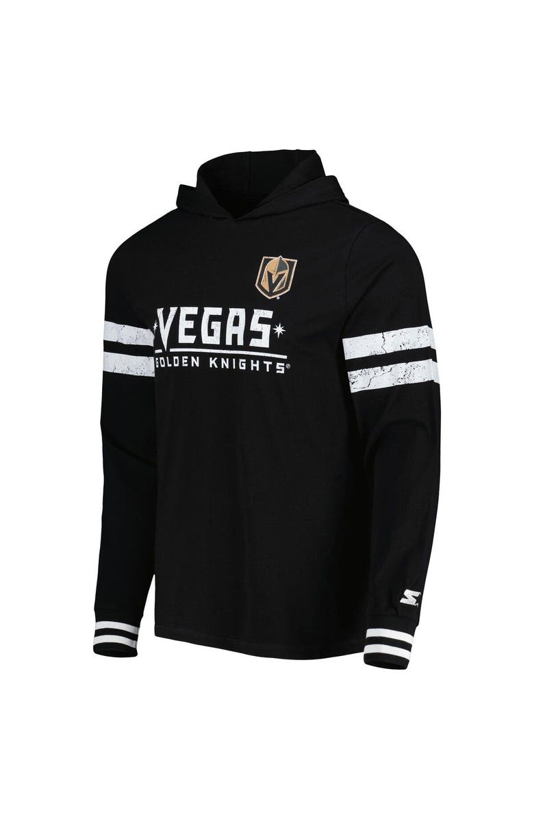 STARTER Men's Starter Black Vegas Golden Knights Offense Long Sleeve Hoodie T-Shirt, Alternate, color, 