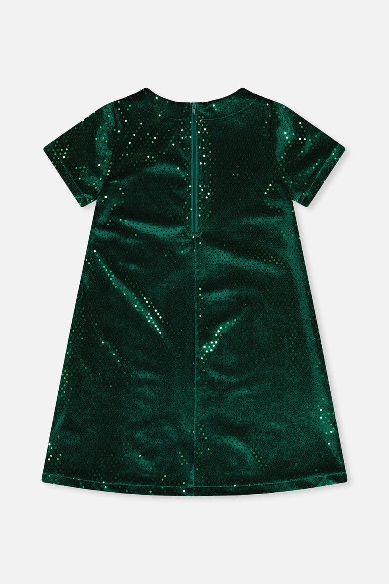 Short Sleeve A-Line Sparkle Velvet Dress, Alternate, color, Green Forest