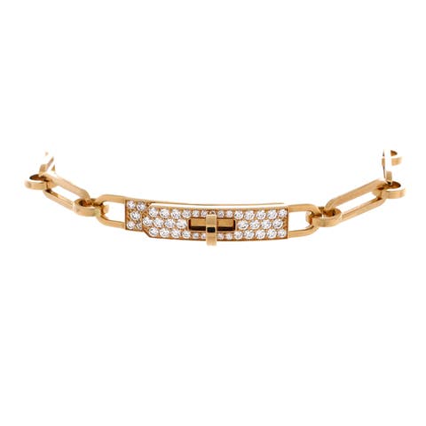 Kelly Chaine Bracelet 18K Yellow Gold and Pave Diamonds Small