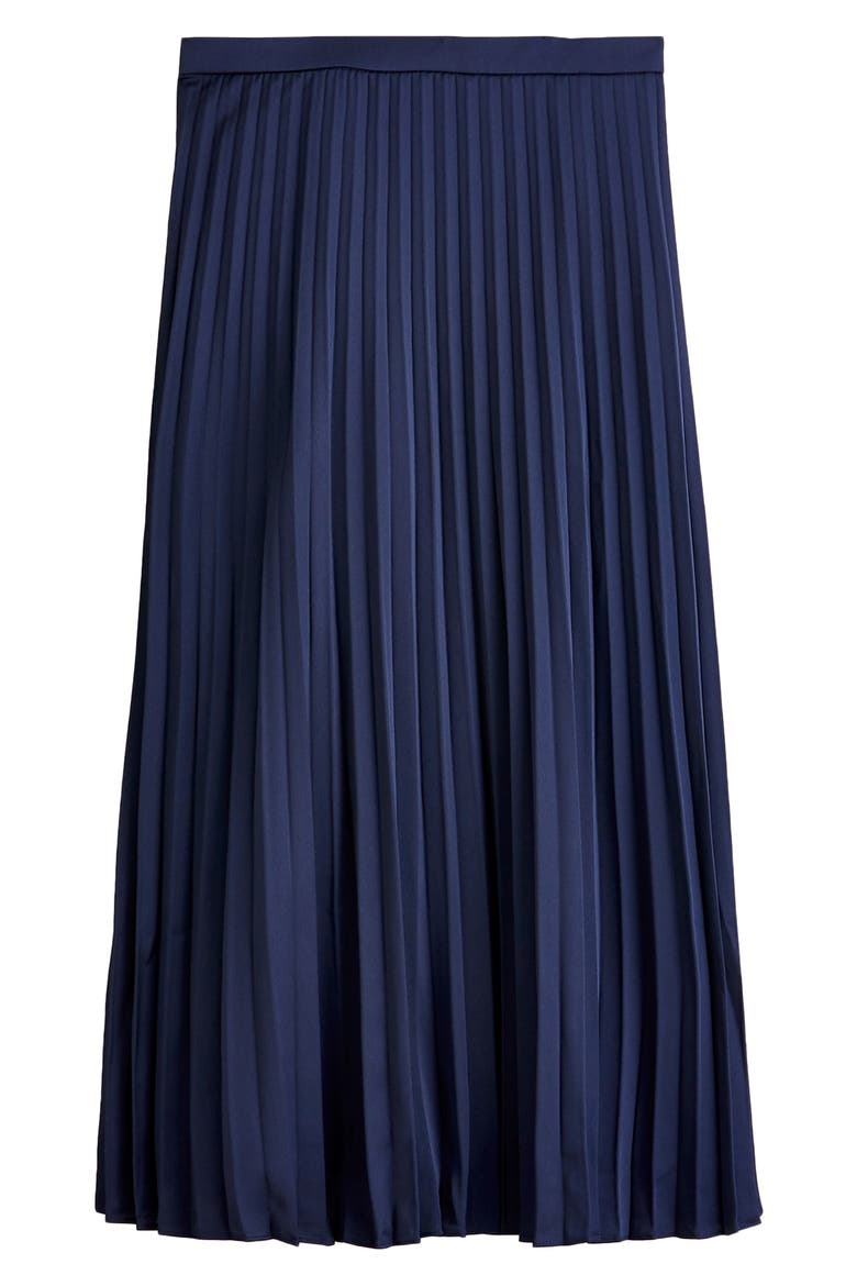 Pleated Midi Skirt, Alternate, color, NAVY