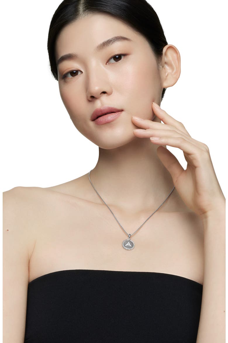Initial Charm Necklace with Diamonds, Alternate, color, SILVER/ DIAMOND-A