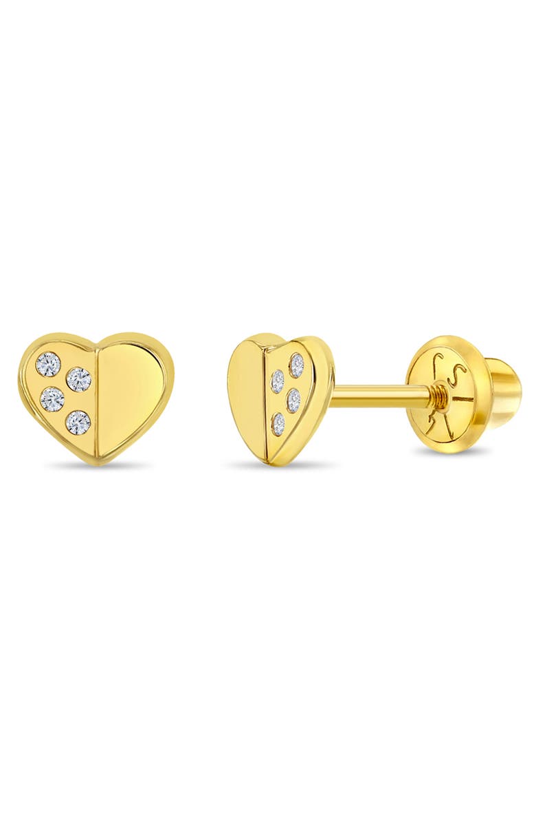 In Season Jewelry 14k Sweet Heart Encrusted Earrings, Main, color, Gold