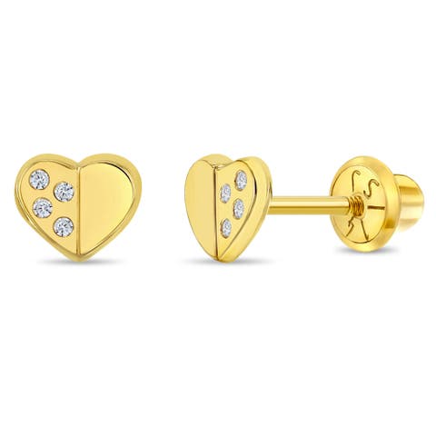 14k Sweet Heart Encrusted Earrings