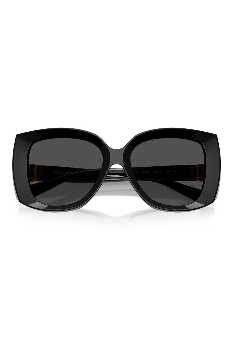 56mm Square Sunglasses, Alternate, color, BLACK / DARK GREY