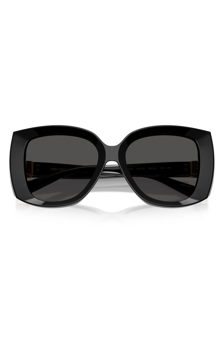 Dolce&Gabbana 56mm Square Sunglasses, Alternate, color, Black / Dark Grey