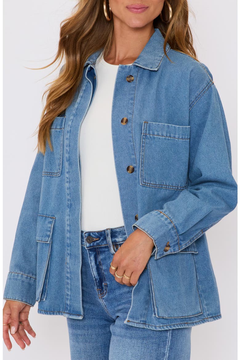 Blair Belted Denim Jacket, Alternate, color, DENIM BLUE