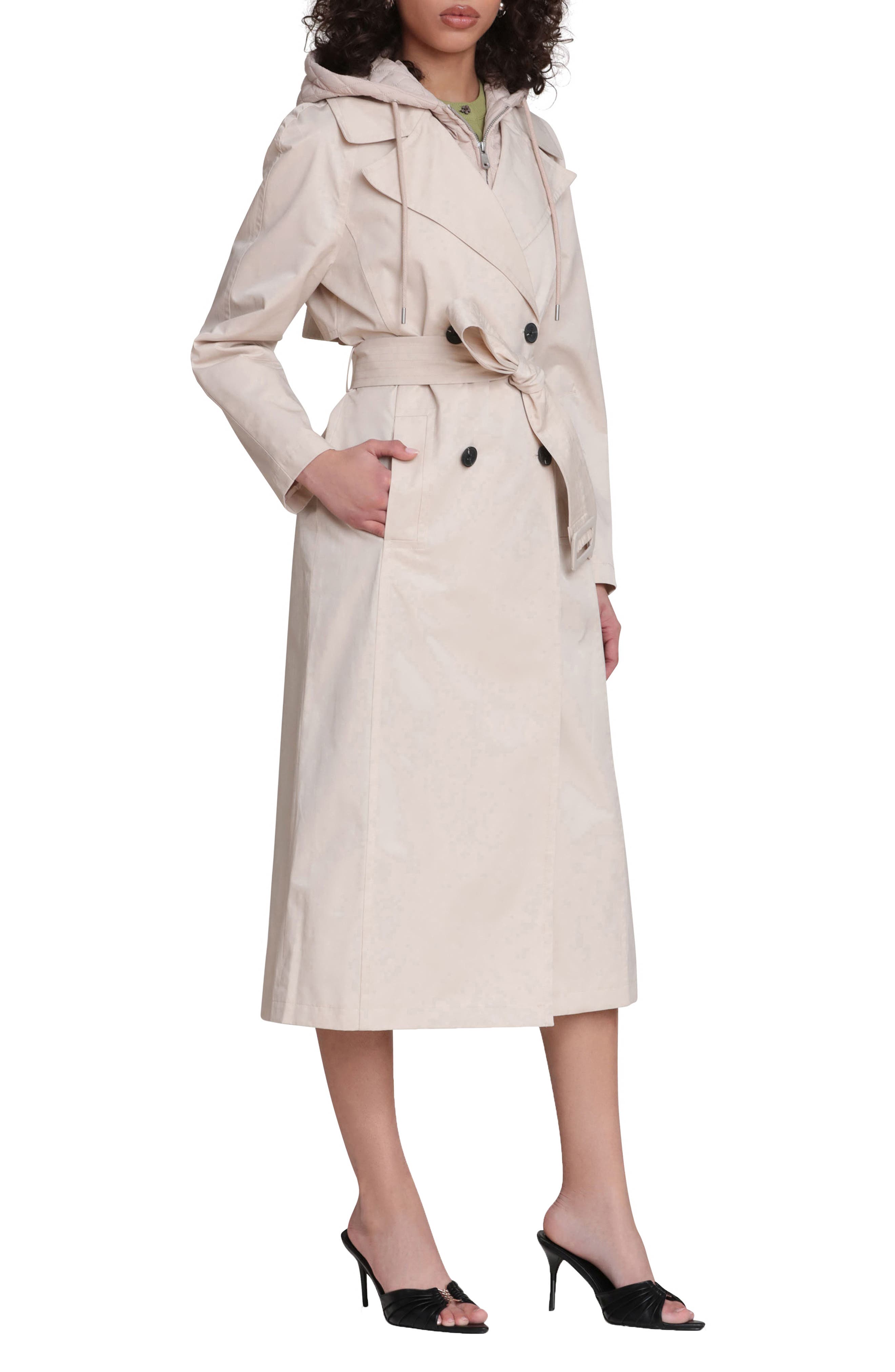 Женские Avec Les Filles Quilted Hoodie Cotton & Nylon Trench Coat — фото 3
