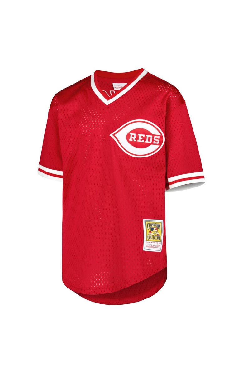 Mitchell & Ness Youth Mitchell & Ness Barry Larkin Red Cincinnati Reds Cooperstown Collection Mesh Batting Practice Jersey, Alternate, color,