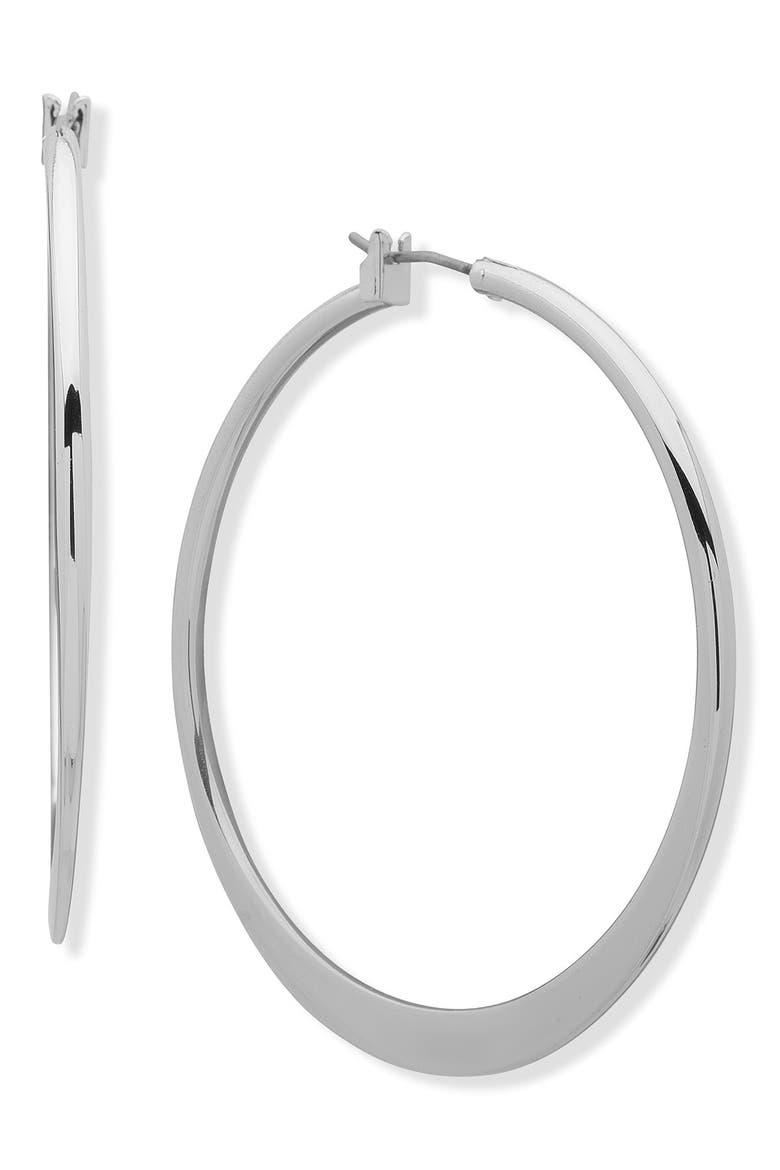 Large Hoop Earrings, Main, color, SILVER