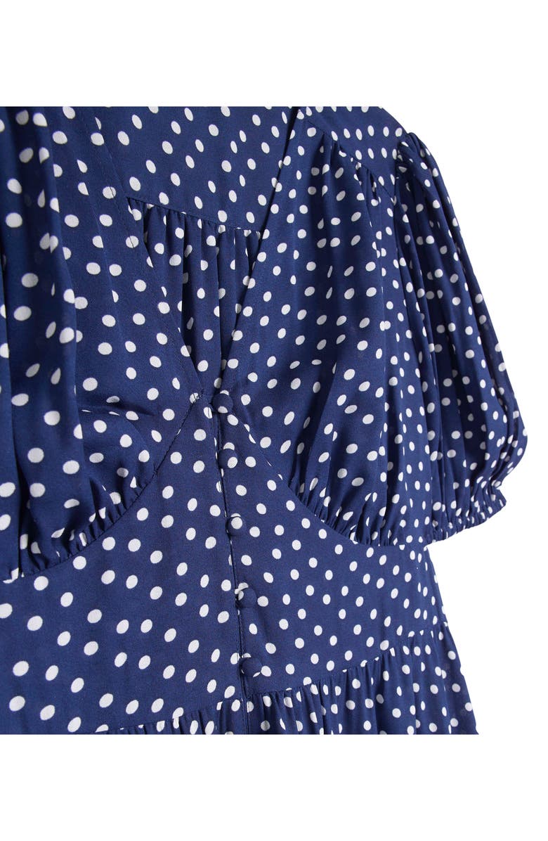 River Island Polka Dot Button Front Midi Dress, Alternate, color,