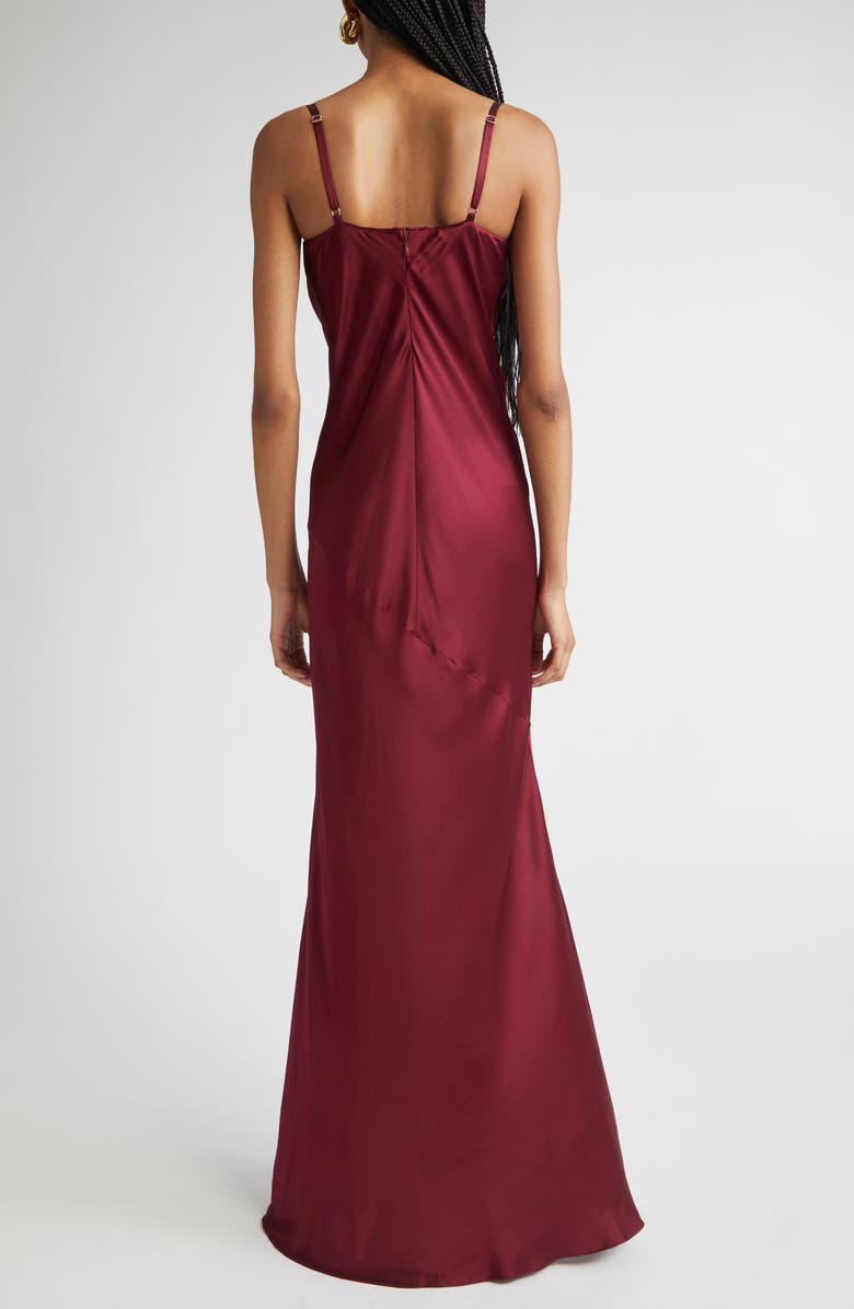 L'AGENCE Sayla Underwire Bias Cut Silk Mermaid Gown, Alternate, color, Dark Port