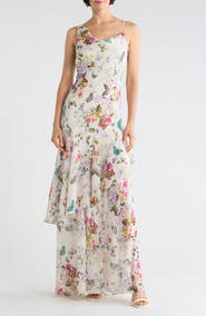 L'AGENCE Viola Asymmetric Cowl Neck Silk Gown