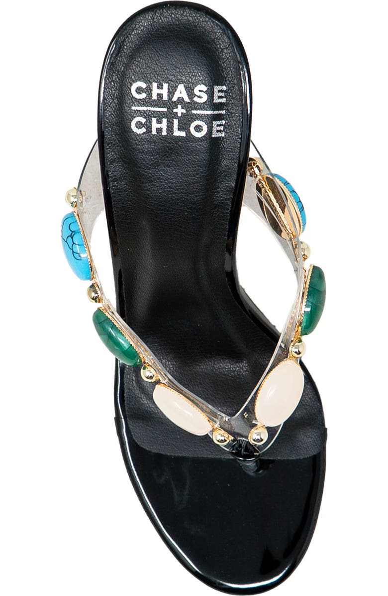 CHASE AND CHLOE Beaded Strap Sandal, Alternate, color, Black Patent