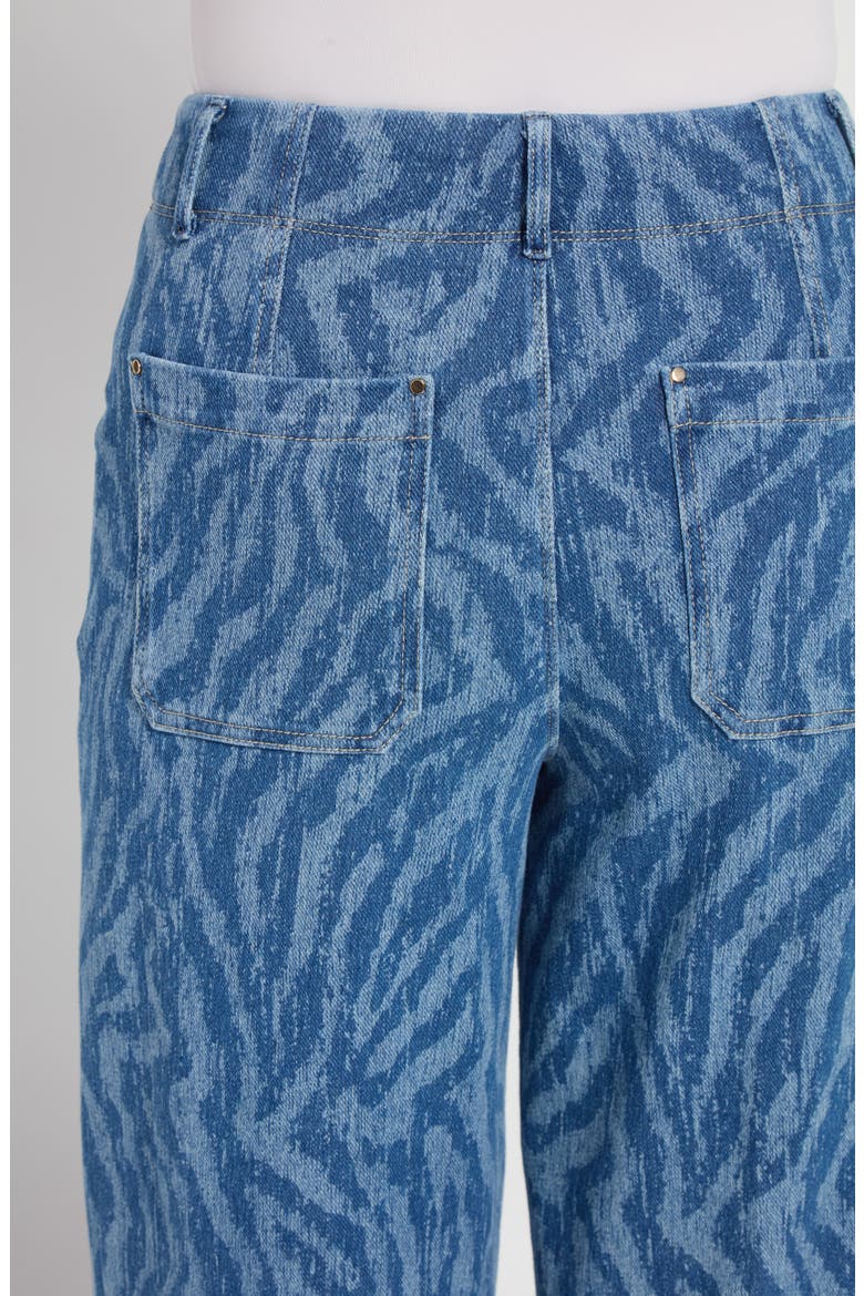Leo Print High Waist Ankle Wide Leg Denim Pants, Alternate, color, CURRENT RIPPLES