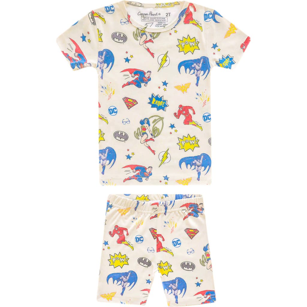 Copper Pearl X Justice League Fitted Two-piece Short Pajamas In Light Beige
