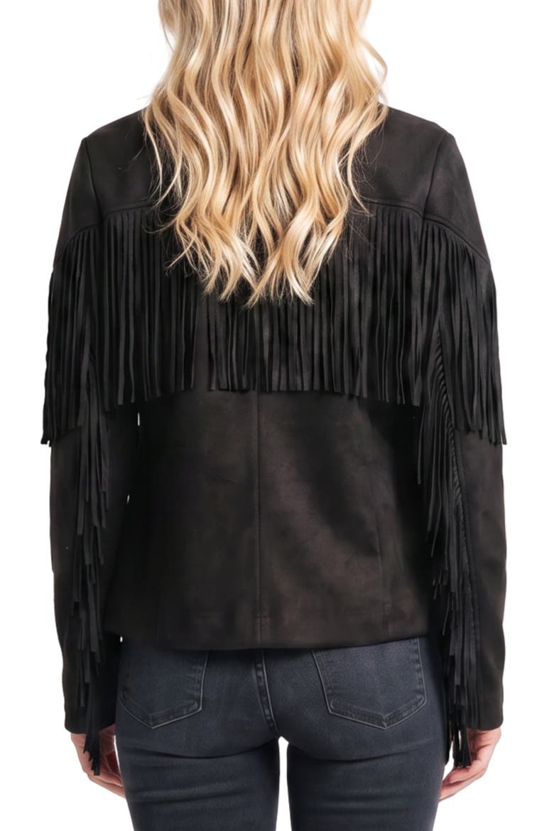 Fringe Long Sleeve Jacket, Alternate, color, BLACK
