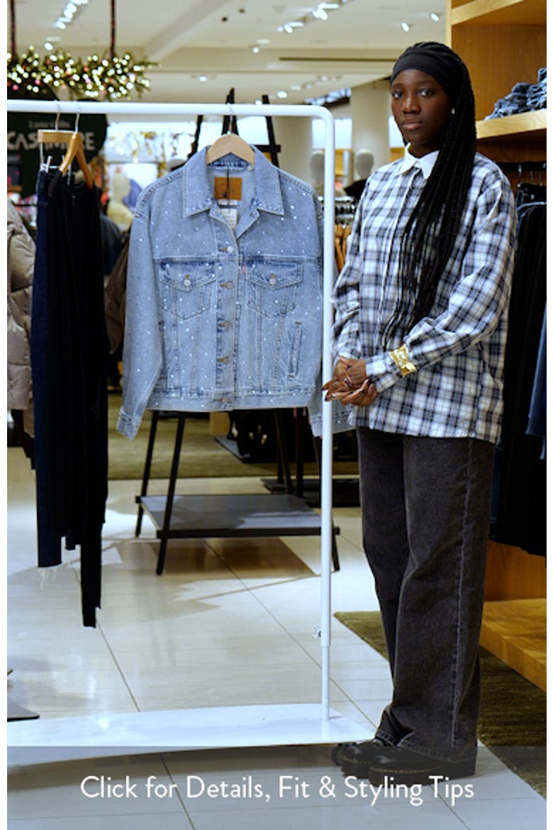 90s Rhinestone Embellished Denim Trucker Jacket (Women