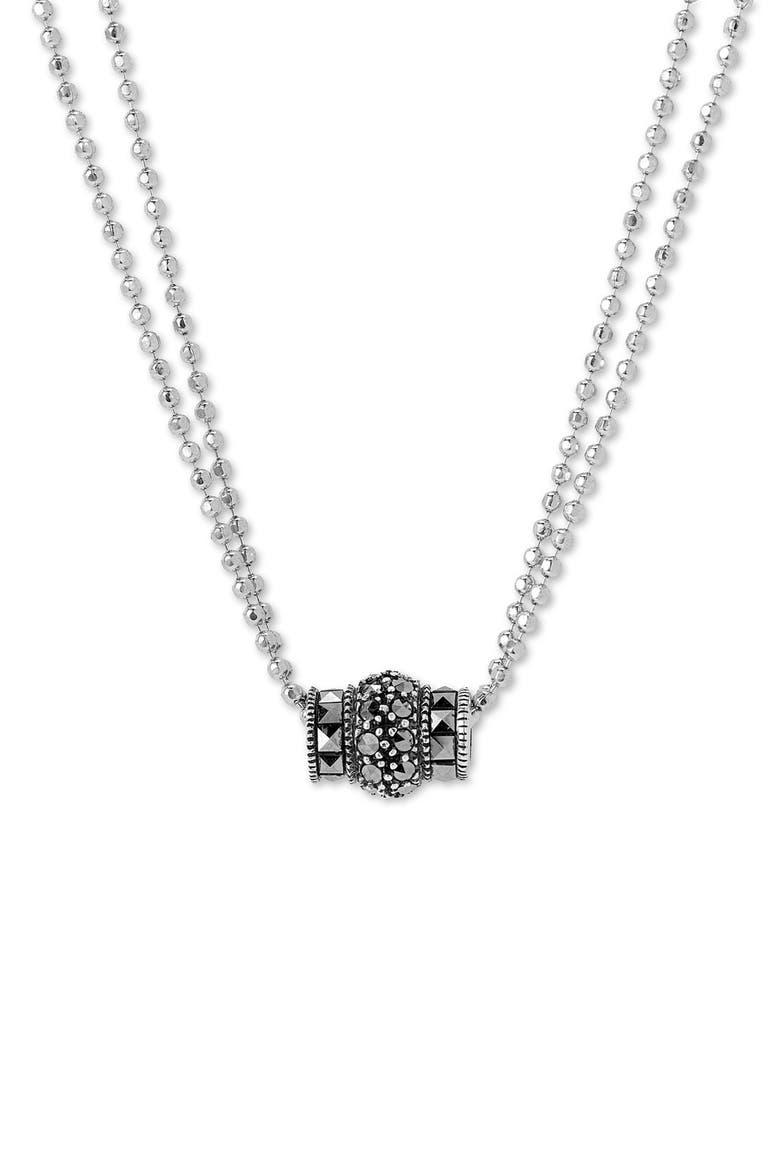 Marcasite Barrel Necklace, Main, color, MARCASITE / STERLING SILVER
