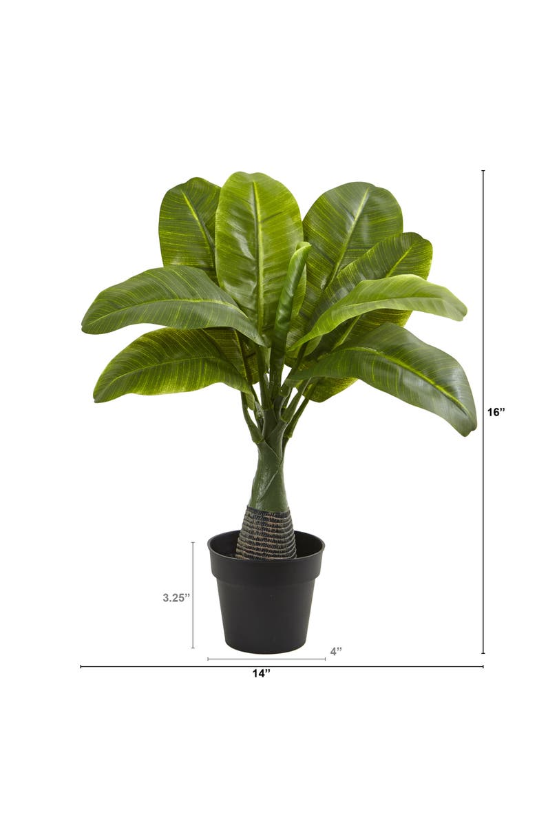 NEARLY NATURAL 16-in Mini Banana Artificial Plant, Alternate, color, Green