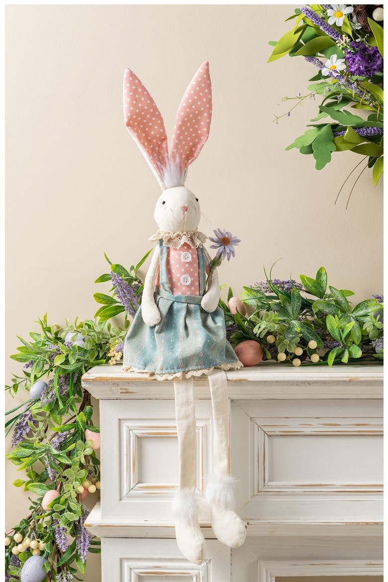 Easter Fabric Girl Bunny with Dangling Legs, Alternate, color, Pink