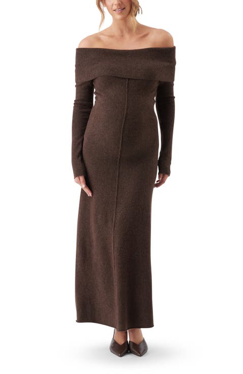 Tyla Off Shoulder Knit Maternity Dress