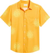 MAVRANS Citrus Print Short Sleeve Performance Button-Up Shirt