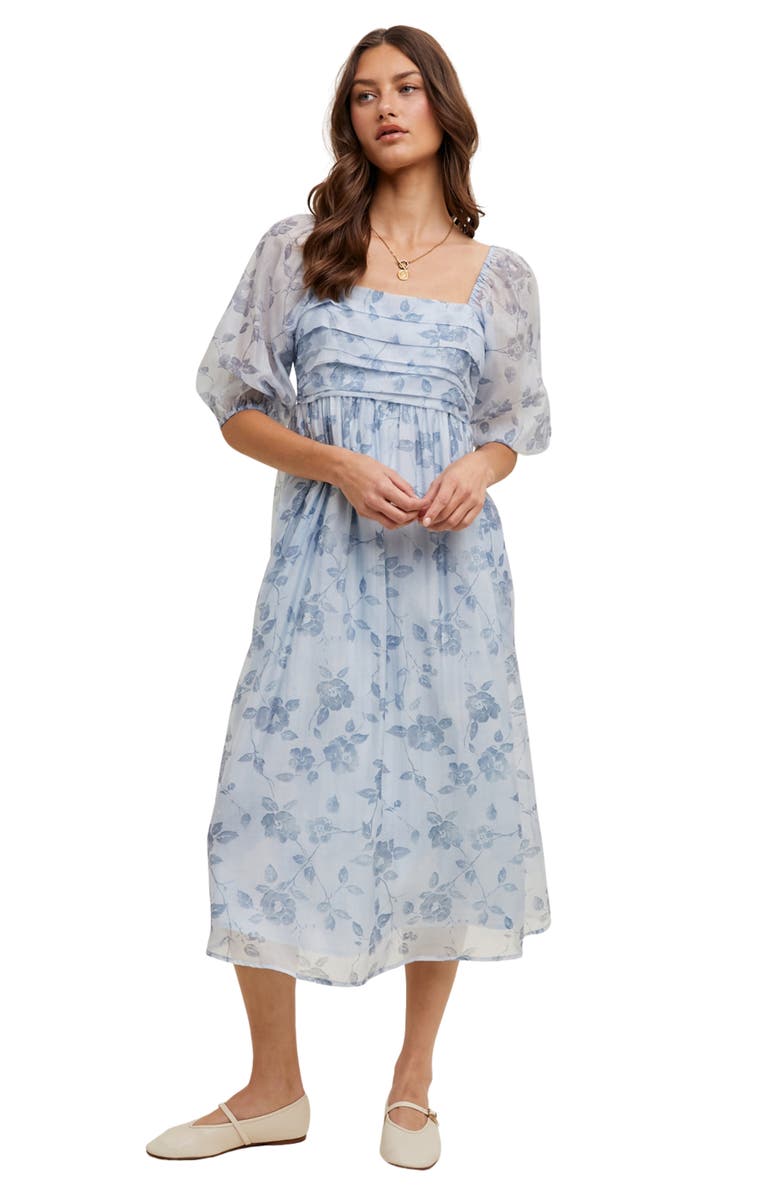 WISHLIST Floral Puff Sleeve Maxi Dress, Alternate, color, Blue Combo